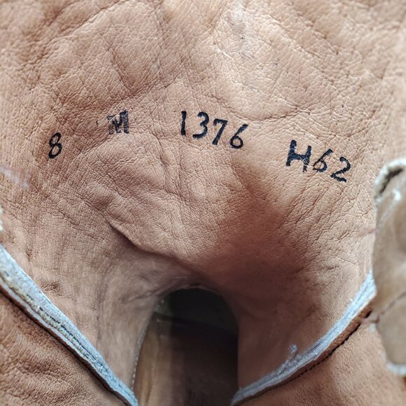 Cowboy Boots 8M Brown Ostrich Pointed Toe Leather Cowboy Western Black Rooster - Picture 12 of 16